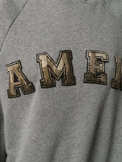 Shop Amen Embellished Logo Hoodie In Grey