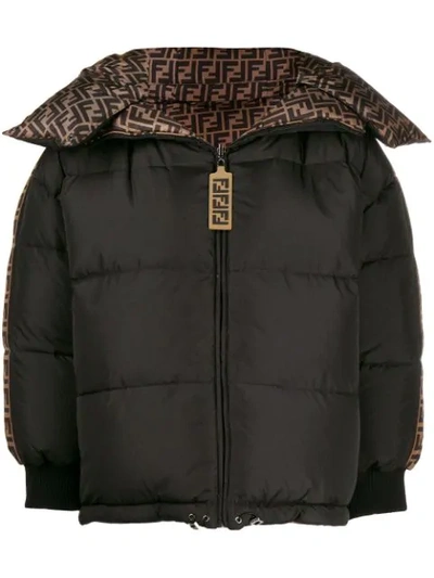 Shop Fendi Steppjacke Mit Ff-logos In Black