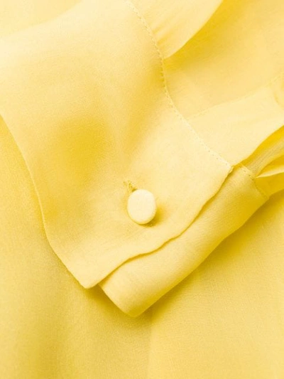 Shop Valentino Pussy Bow Sheer Blouse In Yellow