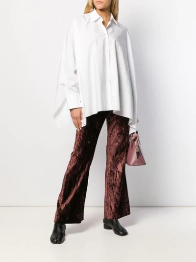 Shop Maison Margiela Creased Velvet Flared Trousers In Brown