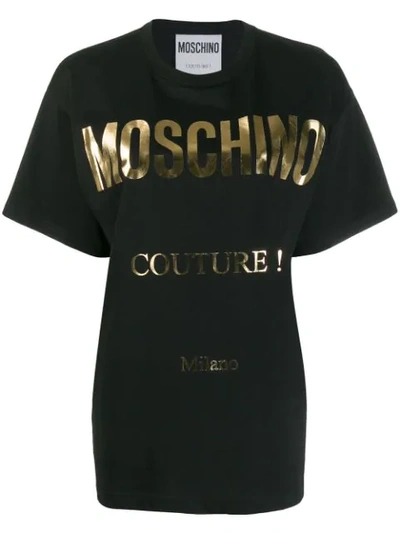 Shop Moschino Oversized Logo T-shirt In Black