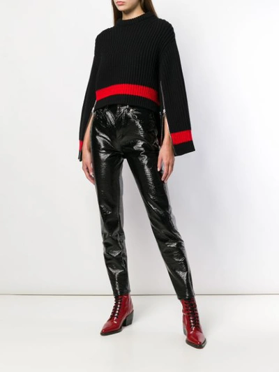 Alexander Mcqueen Zipped Sleeves Chunky Knit Sweater In Black