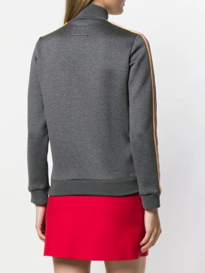 Shop Miu Miu Zip Front Sweatshirt In Grey