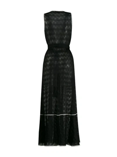 Shop Missoni Belted V-neck Long Dress In Black