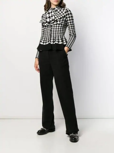 Shop Alexander Mcqueen Houndstooth Patterned Knitted Top In White ,black