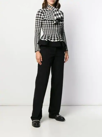 Shop Alexander Mcqueen Houndstooth Patterned Knitted Top In White ,black