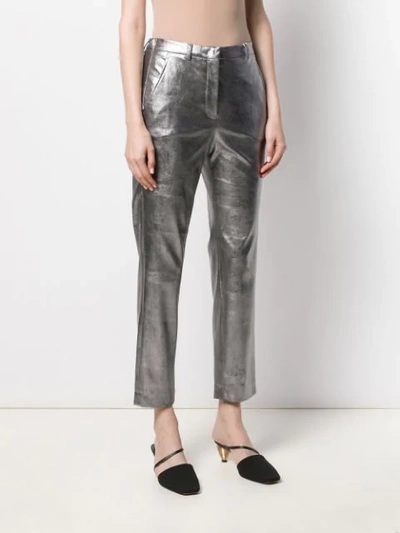 Shop Incotex Slim Fit Trousers In Silver