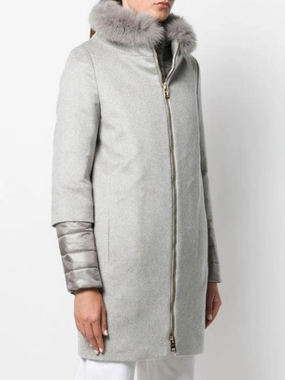 Shop Herno Double Layer Coat In 9405 Grigio Chiaro