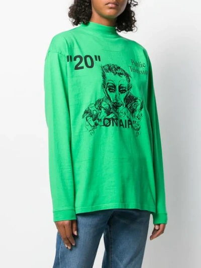 Shop Off-white Langarmshirt Mit Print In Green