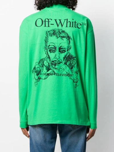 Shop Off-white Langarmshirt Mit Print In Green