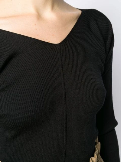Shop Mrz Ribbed Knit Sweater In Black