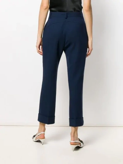 Shop Fendi Crêpe Tailored Trousers In Blue