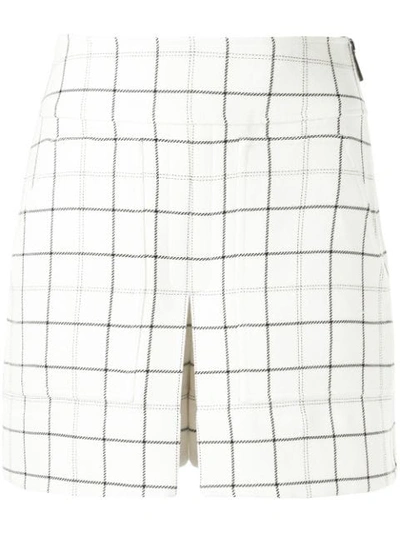 Shop Tibi Windowpane Checked Skorts In White