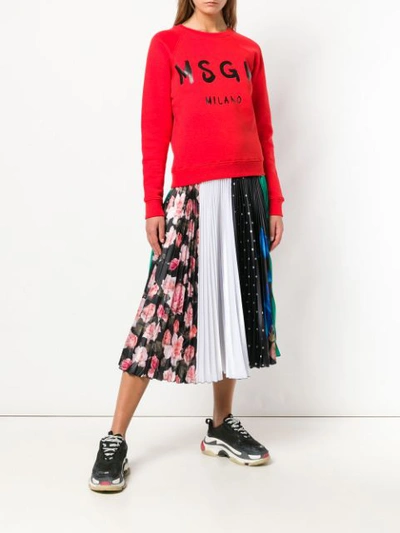 Shop Msgm Logo Print Sweatshirt In Red