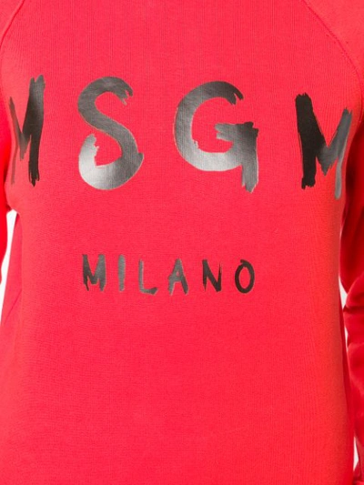 Shop Msgm Logo Print Sweatshirt In Red