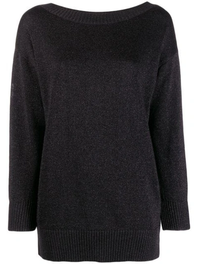 Shop P.a.r.o.s.h Fine Knit Sweatshirt In Black