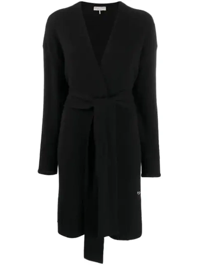 Shop Emilio Pucci Mid-length Belted Cardigan In Black