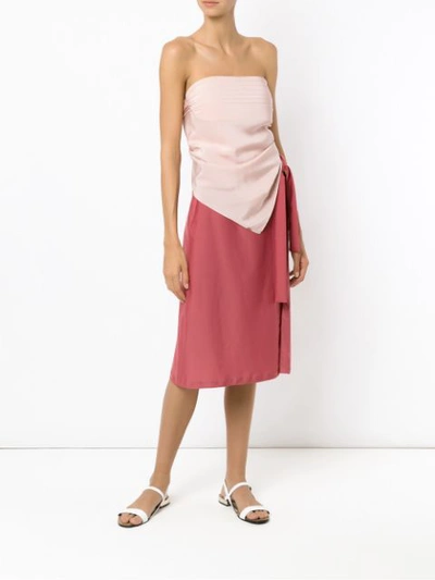 Shop Adriana Degreas Silk Bandeau Blouse In Pink