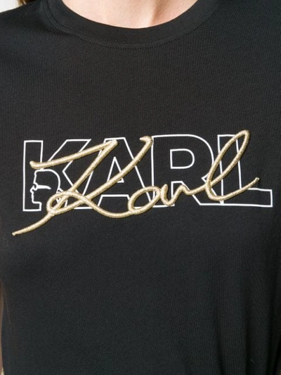 Shop Karl Lagerfeld Double Logo T-shirt In Black