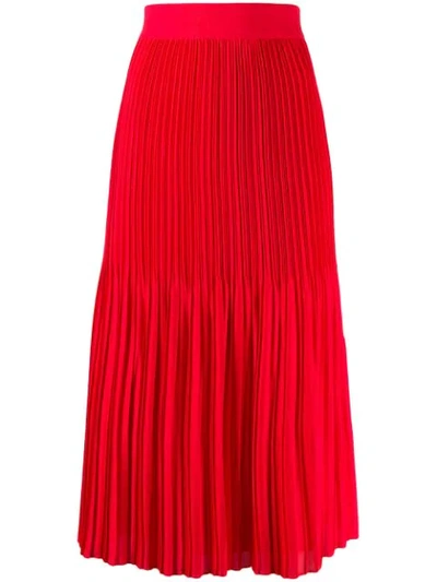 Shop Alice And Olivia Flared Pleated Skirt In Red