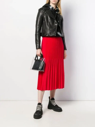Shop Alice And Olivia Flared Pleated Skirt In Red