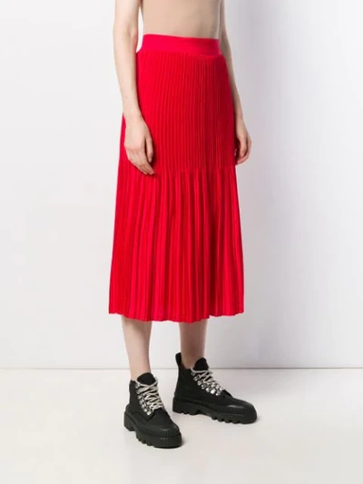 Shop Alice And Olivia Flared Pleated Skirt In Red