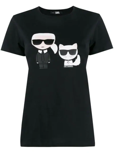 Shop Karl Lagerfeld Karl & Choupette Printed T-shirt In Black