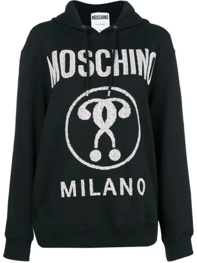 Shop Moschino Logo Printed Hooded Pullover - Black