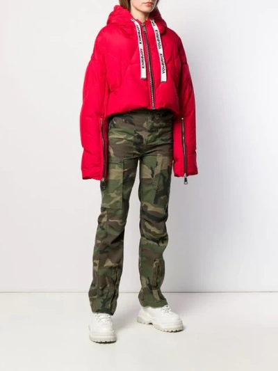 Shop Khrisjoy Cropped Puffer Jacket In Red