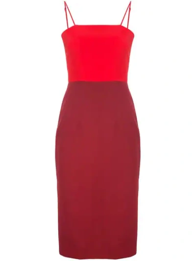 Shop Milly Colour Block Spaghetti Strap Dress - Red
