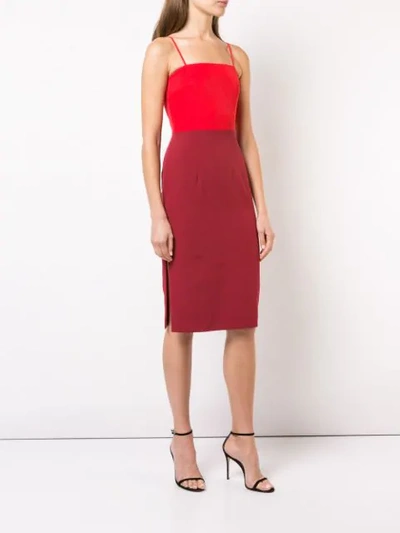 Shop Milly Colour Block Spaghetti Strap Dress - Red