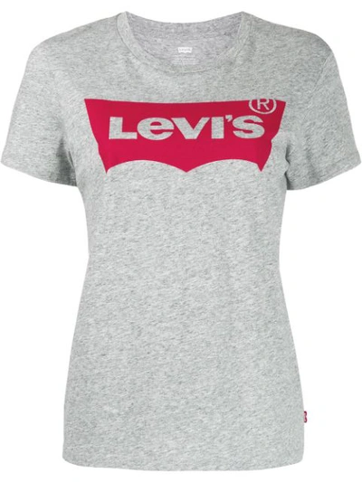 Shop Levi's Logo Print Crew Neck T-shirt In Grey