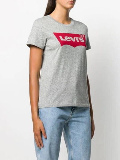 Shop Levi's Logo Print Crew Neck T-shirt In Grey