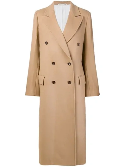 Shop Joseph Long Double Breasted Coat In Neutrals