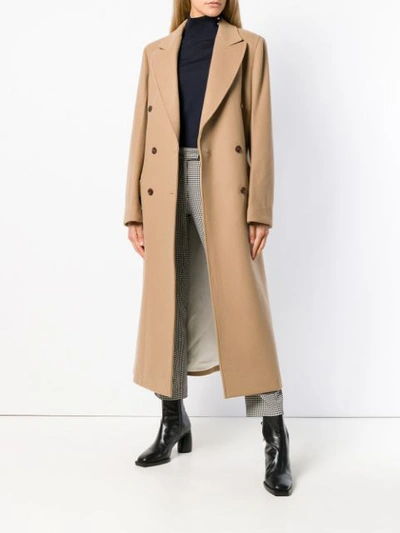 Shop Joseph Long Double Breasted Coat In Neutrals