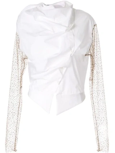 Shop Aganovich Draped Asymmetric Shirt In White