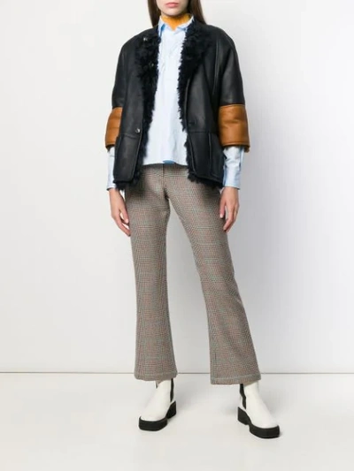 Shop Marni Reversible Shearling Jacket In Blue