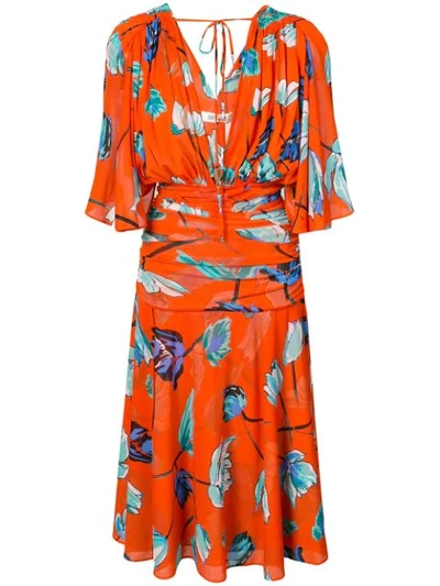 Shop Diane Von Furstenberg Floral Wrap Dress In Red