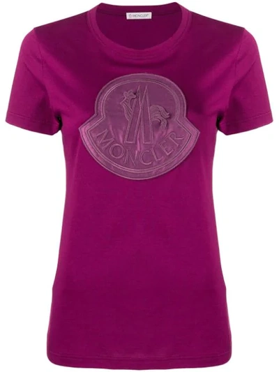 Shop Moncler Logo Patch T-shirt In 644 Purple