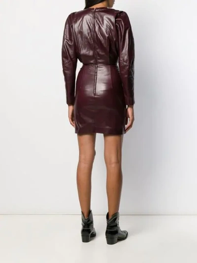 Shop Isabel Marant Leather Ruched Dress In 80by Bordeaux