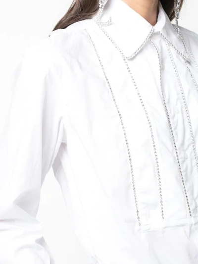 AREA 晶饰镶嵌长袖衬衫 - 白色