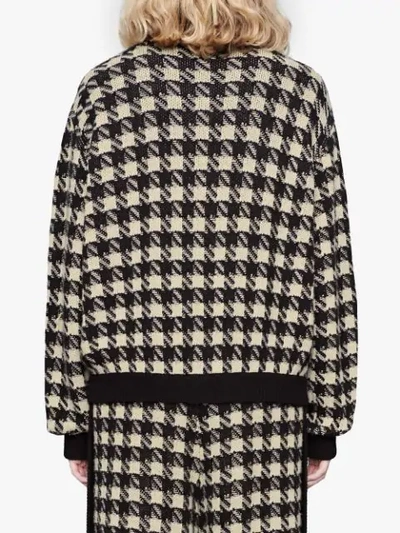 Shop Gucci Houndstooth Pattern Bomber Jacket In Black