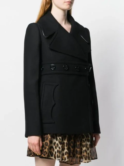 Shop N°21 Belted Double-breasted Coat In 9000  Black