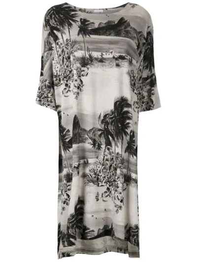 Shop Osklen Sand Palm Print Dress In Grey