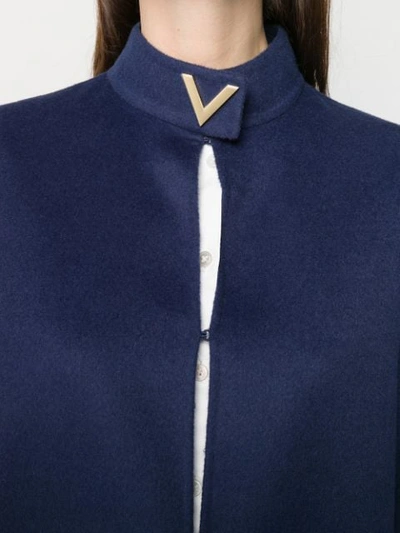 Shop Valentino Light Double Drap Cape In Blue