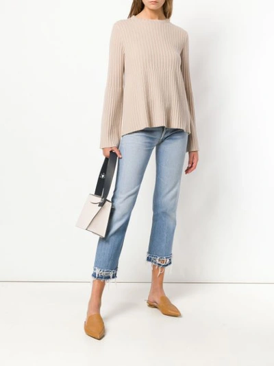 Shop Allude Ribbed Knit Top - Neutrals