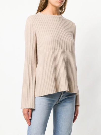 Shop Allude Ribbed Knit Top - Neutrals