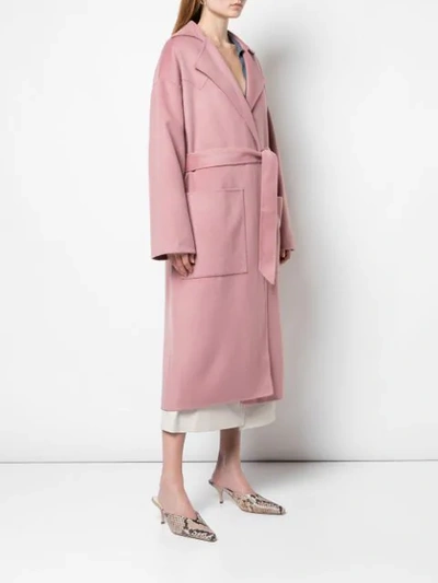 Shop Nanushka Belted Trench Coat In Pink