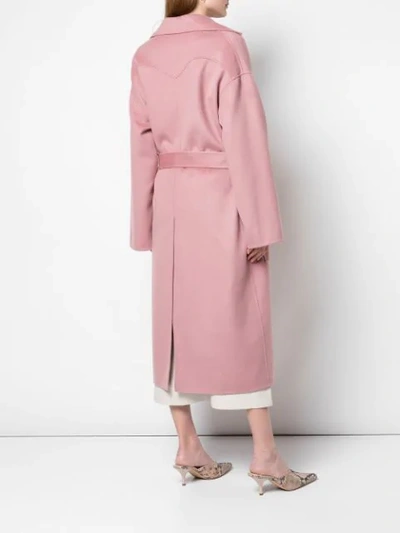 Shop Nanushka Belted Trench Coat In Pink