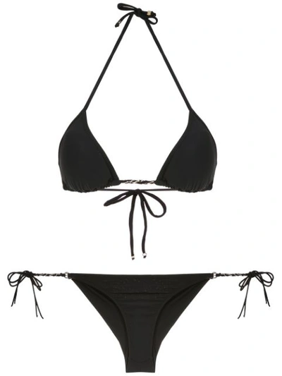 AMIR SLAMA PLAIN BIKINI SET - 黑色